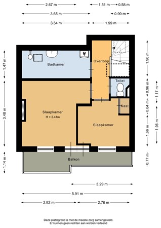 Floorplan - Dordtselaan 179A03, 3081 BN Rotterdam